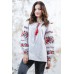Embroidered blouse "Journey of Rose" Red on White